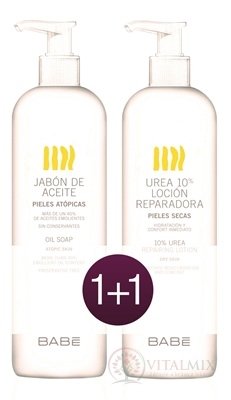 BABÉ TELO Balíček Suchá pokožka OMEGA SPRCHOVÝ GÉL 1x500ml + UREA 10% TELOVÉ MLIEKO 1x500ml, 1x1 set