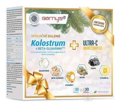Barny's KOLOSTRUM s beta-glukánmi + ULTRA-C IMUNO cps (Vianočné balenie) (30+30)(60 ks)
