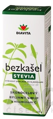 BEZKAŠEL stevia - SKOROCELOVÝ BYLINNÝ SIRUP s vitamínom C 1x225 g