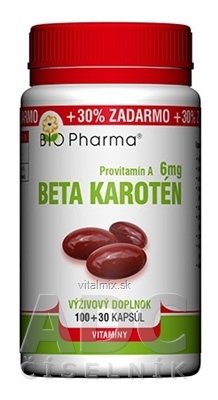 BIO Pharma Beta karotén 6 mg cps 100+30 (30% ZADARMO) (130 ks)