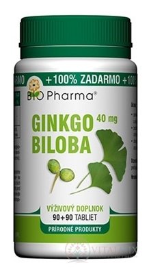 BIO Pharma Ginkgo biloba 40 mg tbl 90+90 (100% ZADARMO) (180 ks)