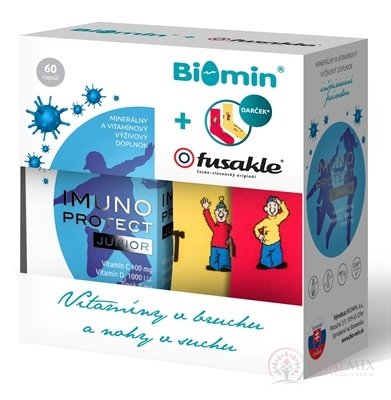 Biomin IMUNO PROTECT JUNIOR cps 1x60 ks + darček: detské ponožky Fusakle, 1x1 set
