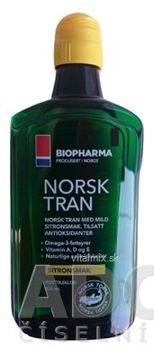 BIOPHARMA NORSK TRAN rybí olej s citrónovo-bylinnou príchuťou 1x500 ml