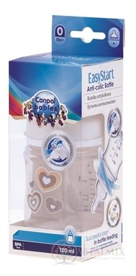 Canpol Babies EasyStart Fľaša 120 ml plast, antikoliková, silikónový cumlík 0m+, 1x1 set