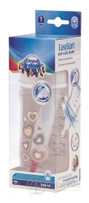 Canpol Babies EasyStart Fľaša 240 ml plast, antikoliková, silikónový cumlík 3m+, 1x1 set