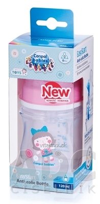 Canpol Babies EasyStart Fľaša Toys 120 ml plast, antikoliková, silikónový cumlík 0m+, 1x1 set