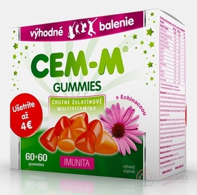 CEM-M GUMMIES IMUNITA Darčeková edícia želatínové multivitamíny s Echinaceou (výhodné balenie - zľava 4€) 2x60 (120 ks)