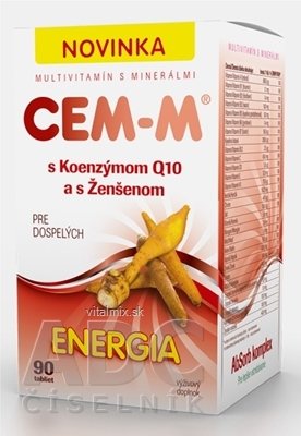 CEM-M pre dospelých ENERGIA tbl (s Koenzýmom Q10 a so Ženšenom) 1x90 ks