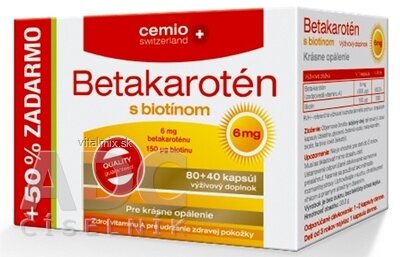 Cemio Betakarotén 6 mg s biotínom 150 mcg cps 80+40 (50% zadarmo) (120 ks)