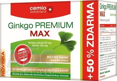 Cemio Ginkgo PREMIUM MAX 60 mg tbl 60+30 (90 ks)