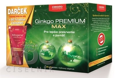 Cemio Ginkgo PREMIUM MAX tbl 60+30 zadarmo (90 ks) + darček 2015 (krém na ruky), 1x1 set