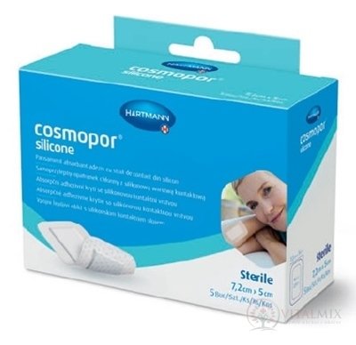 Cosmopor Silicone absorpčné adhezívne krytie, náplasti (7,2x5cm) 1x5 ks