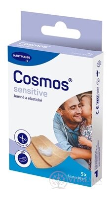 Cosmos Sensitive jemná elastická náplasť na rany, (6 cm x 10 cm) (inov.2025) 1x5 ks