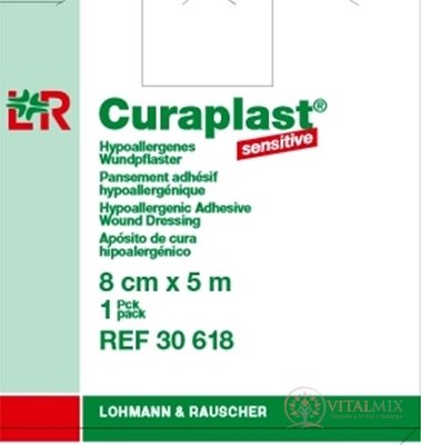 CURAPLAST Sensitive 8cmx5m rychloobväz na rany-5 m rolka v dávkovacej škatuli 1x1 ks