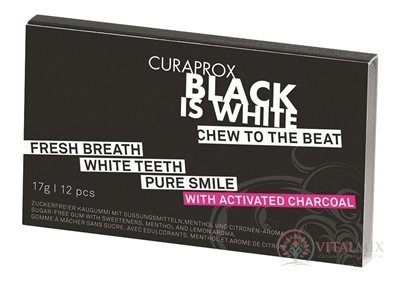 CURAPROX Black Is White žuvačky 1x12 ks