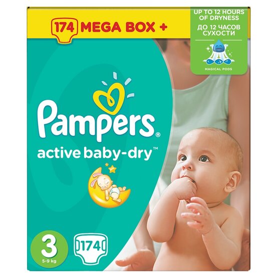 PAMPERS Active Baby 3 MIDI 174ks (4-9 kg) MEGABOX