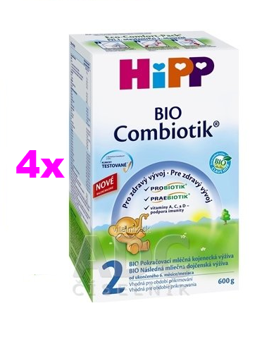 HiPP 2 BIO Combiotik (4-Balenie) následná mliečna dojč. výživa (od ukonč. 6.mesiaca) 4x600 g (2400 g)