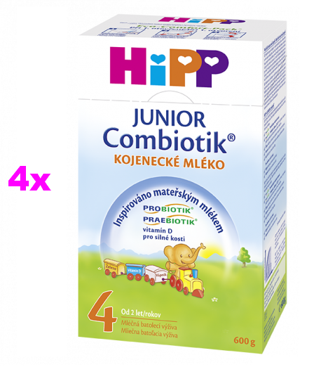 HiPP 4 JUNIOR Combiotik (4-Balenie) mliečna batoľacia výživa (od 2. roku ) 4x600 g (2400 g)