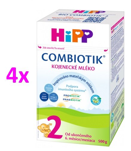 HiPP 2 BIO Combiotik (4-Balenie) následná mliečna výživa (od ukončeného 6. mesiaca) 4x500 g (2000 g)