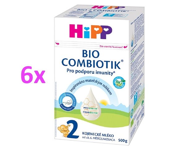 HiPP 2 BIO Combiotik následná mliečna výživa (od ukončeného 6. mesiaca) 6x500 g