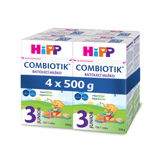 HiPP 3 JUNIOR Combiotik (4-Balenie) mliečna batoľacia výživa (od 1 roku ) 4x500 g (2000 g)