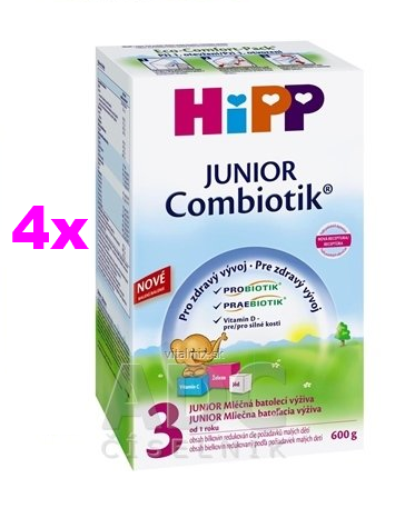 HiPP 3 JUNIOR Combiotik (4-Balenie) mliečna batoľacia výživa (od 1. roku ) 4x600 g (2400 g)