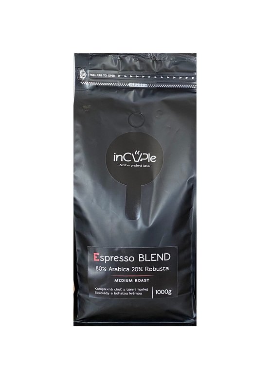 inCUPle Espresso Blend 80%Arabica 20%Robusta čerstvo pražená zrnková káva 1000g