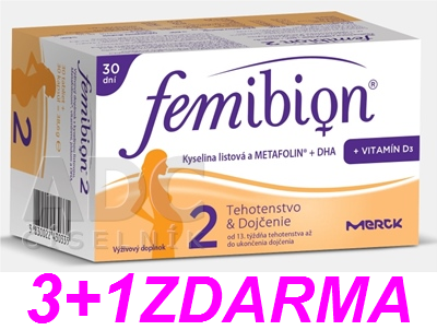 Femibion 2 400 Kyselina listová a METAFOLIN®+DHA+vit.D3 30tbl+30cps  AKCIA 3+1 ZDARMA 