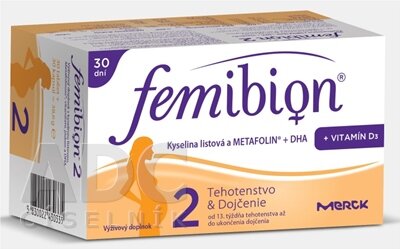 Femibion 2 400 Kyselina listová a METAFOLIN®+DHA+vit.D3 30tbl+30cps