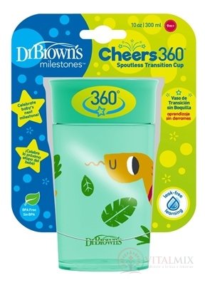 Dr.BROWN´S HRNČEK CHEERS JUNGLE 300 ml 9M+, tyrkysový, 360°, bez držadiel 1x1 ks
