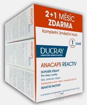 DUCRAY ANACAPS REACTIV (TRIO) cps pre vlasy a nechty 3x30 (90 ks), 1x1 set