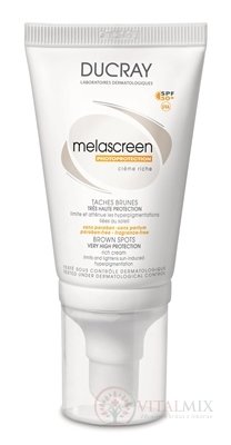 DUCRAY MELASCREEN CREME RICHE SPF50+ výživný krém na suchú a citlivú pokožku 1x40 ml