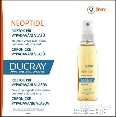 DUCRAY NEOPTIDE FEMMES LOTION ANTICHUTE roztok pri vypadávaní vlasov u žien 3x30 ml