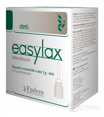 easylax Mikroklystír pre deti glycerín, rumanček a slez, 6x3 g