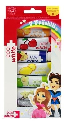 EDEL-WHITE DETSKÉ ZUBNÉ PASTY s ovocnými príchuťami 7x9,4 ml