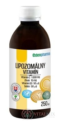 EDENPharma LIPOZOMÁLNY VITAMÍN C + Zn + D3 + Se perorálny roztok 1x250 ml