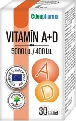 EDENPharma VITAMÍN A + D3 (5000 I.U./ 400 I.U.) tbl 1x30 ks