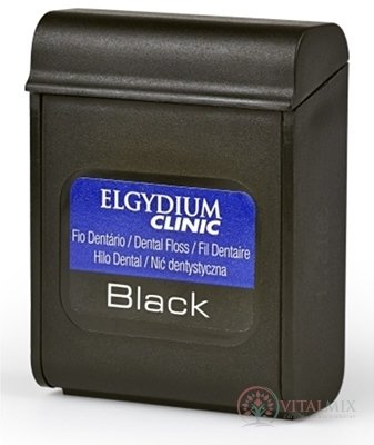 ELGYDIUM CLINIC Black voskovaná dentálna niť s fluoridom, 50 m, 1x1 ks