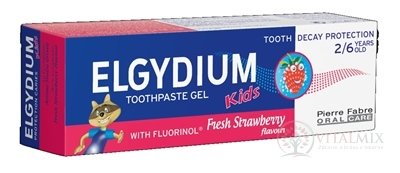 ELGYDIUM KIDS gélová zubná pasta s fluorinolom pre deti (2-6 rokov) s príchuťou jahody 1x50 ml