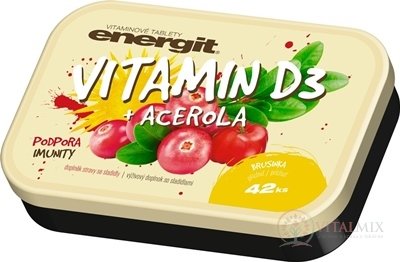 energit VITAMIN D3 + ACEROLA vitamínové tablety s príchuťou brusnica 1x42 ks