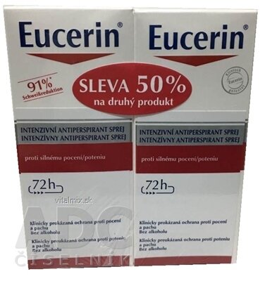 Eucerin Deo Intenzívny antiperspirant sprej 2x30 ml (-50% na druhý produkt, akcia), 1x1 set