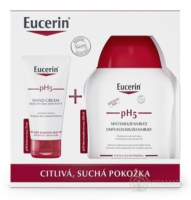 Eucerin Kazeta pH5 krém na ruky 75 ml + umývacia emulzia na ruky 250 ml (Vianoce 2022) 1x1 set