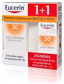 EUCERIN SUN 1+1 ZADARMO (Extra ľahké mlieko SPF 30 + Krém na tvár SPF 30)