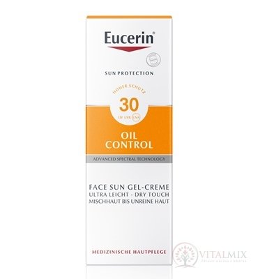 Eucerin SUN OIL CONTROL FACE SPF 30 ochranný krémový gél na opaľovanie na tvár 1x50 ml