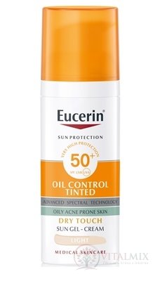 Eucerin SUN OIL CONTROL TINTED SPF50+ LIGHT krémový gél na opaľovanie na  tvár, akné, tónovací-svetlý 1x50 ml