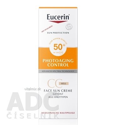 Eucerin SUN PHOTOAGING CONTROL CC KRÉM SPF 50+ krém na opaľovanie na tvár, svetlý 1x50 ml