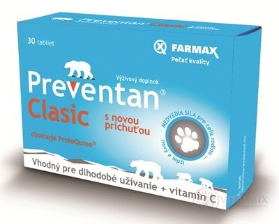 FARMAX Preventan Clasic s novou príchuťou + vit. C tbl 1x30 ks