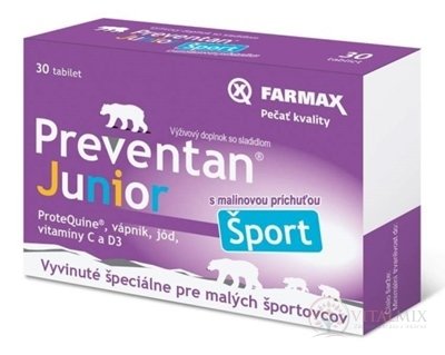 FARMAX Preventan Junior Šport tbl s malinovou príchuťou 1x30 ks
