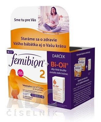 Femibion 2 Kys. listová a Metafolin + DHA + VIT.D3 DUOPACK (2x28 tbl + 2x28 cps), na 8 týždňov + darček (Bi-Oil 1x25 ml), 1x1 set