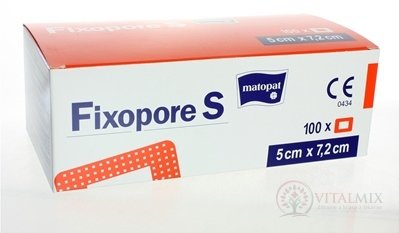 Fixopore S 5cm x 7,2cm, sterilná náplasť s absorpčným vankúšikom, 1x100 ks